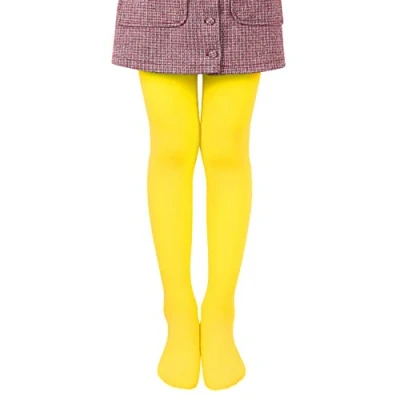 Abbildung von L&amp;K II Mädchen Ballett Strumpfhose Tanzstrumpfhose mit Fuß 80 DEN Blickdicht Mikrofaser Farbig 27251 Gelb 110/116