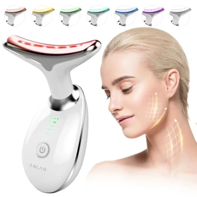 Abbildung von Gesichtsmassagegerät Gegen Falten, ANLAN EMS Gua Sha Elektrisch 7 Farben Rotlichtlampe Gesicht 40±3℃ Wärme Massagegerät 3 Modi Face Massager Lifting Anti Aging Gerät