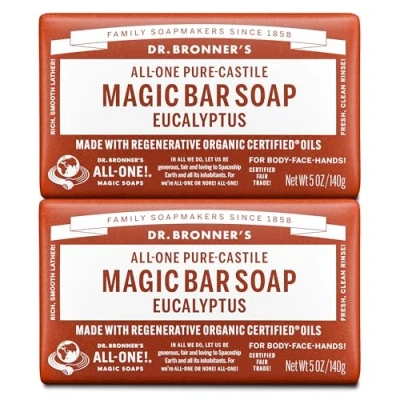 Abbildung von Dr. Bronner Bio pur Kastilien Eucalyptus Seife, 5 oz 2 Bars