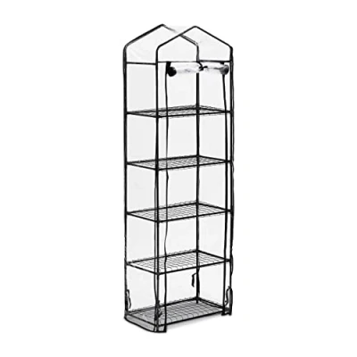 Abbildung von Relaxdays Gewächshaus Balkon, HBT: 193 x 58 36 cm, 5 Etagen, Eisen &amp; PVC Folie, Foliengewächshaus, transparent/schwarz