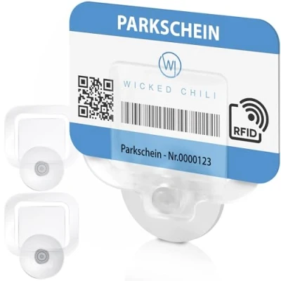 Abbildung von Wicked Chili 2er Set Parkausweis Auto Halterung Windschutzscheibe mit 30mm Saugnapf, Kartenhalter, Parkscheinhalter, Parkausweishalter, Kartenhalter Autoscheibe (Made in Germany) transparent, 2X