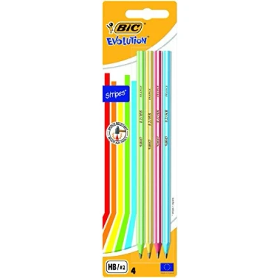 Abbildung von BIC Bleistift Evolution (Stripes 646 HB, Blister à) 4 Stück, farbig sortiert