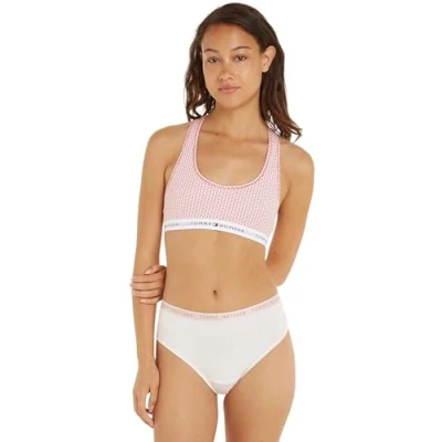 Abbildung von Tommy Hilfiger Damen BH Bralette Print Sport, Mehrfarbig (Mini Geo Coral Clay), L