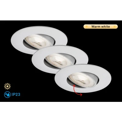 Abbildung von BRILONER Leuchten LED Einbauleuchten, 3er Set Deckenlampen, Modul schwenkbar, je 5 Watt, 460 Lumen, 3.000 Kelvin, IP23, Chrom Matt, 90x24mm (DxH), 7146 034