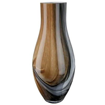 Abbildung von GILDE Glas Vase Draga große Dekovase Blumenvase Höhe 40 cm braun schwarz Mamor Optik europäische Herstellung