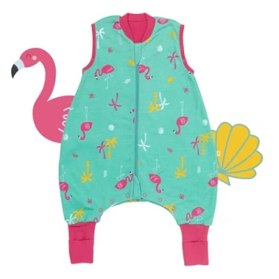 Abbildung von schlummersack Bio Baby Schlafsack mit Füßen Sommer 1 Tog 70 cm dünn Flamingo Beinen und verlängerten Bündchen für eine Körpergröße von 80cm 100% Baumwolle