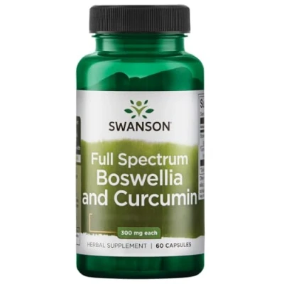 Abbildung von Swanson, Full Spectrum Boswellia and Curcumin, Weihrauch und Kurkuma, 60 Kapseln, Hochdosiert, Laborgeprüft, Sojafrei, Glutenfrei, Ohne Gentechnik