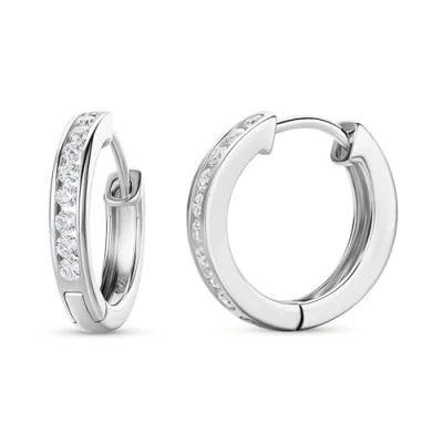 Abbildung von MIORE Schmuck Damen, Creolen Silber 925, ohrringe mit Zirkonia Steinen, echt Creolen, hoops 16 mm, Silberschmuck Damen 925
