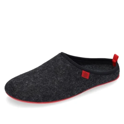 Abbildung von Andres Machado Dynamic Unisex Hausschuh aus Naturwolle und Feinfilz mit anatomischer Sohle Made in Spain, 44 EU, Schwarz Rot