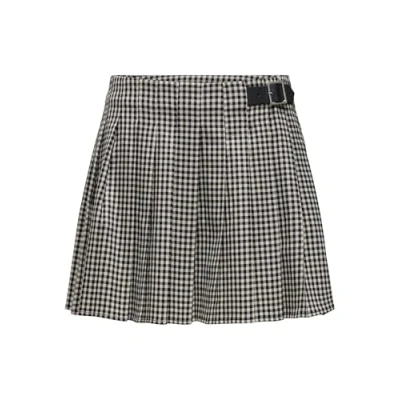Abbildung von ONLY Onlcath Plisse Check Skirt Faltenrock, Damen, Größe: Large, Black/pumice stone
