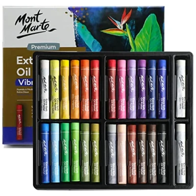 Abbildung von Mont Marte Extra weiche Ölpastellkreide, 26 Stück, verschiedene helle Farben, lebendig, butterig, vielseitige Kunstpastellkreiden zum Mischen, Färben, Skizzieren