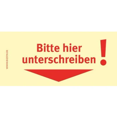 Abbildung von BIZSTIX® Business Haftnotizen &quot;Bitte hier unterschreiben!&quot;