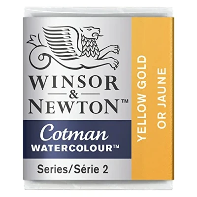 Abbildung von Winsor &amp; Newton 0301088 Cotman Metallic Aquarellfarbe Studio Wasserfarben, lebendige hochwertige Farben mit sehr guten Verarbeitungseigenschaften, 1/2 Napf Gelbgold