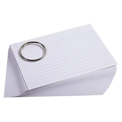 Abbildung von Exacompta 10340E 50er Pack Karteikarten mit Ring liniert DIN A6 in Folie eingeschweißt 10,5 x 14,5 cm ideal für die Schule und Universität zum Lernen Zufallsfarbe