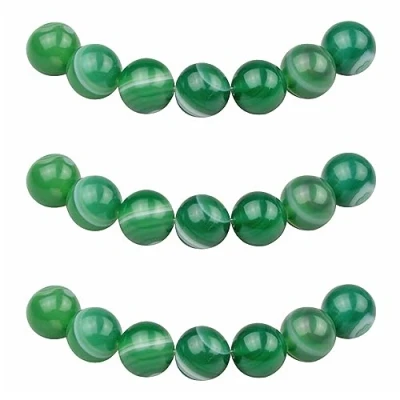 Abbildung von MJDCB Perlen zum Auffädeln 8mm 45 stück Grün Gestreifter Achat Halbedelsteine mit Loch Natürliche Lose Runde Steinperlen für Herstellung Schmuck Armbänder Halsketten