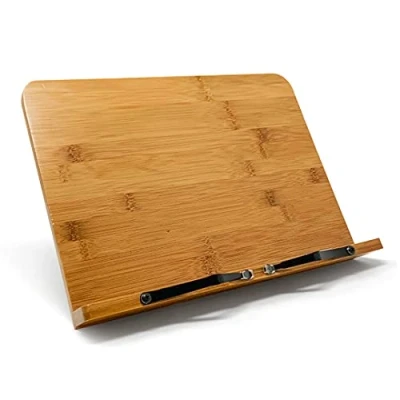 Abbildung von Joeji&#039;s Kitchen Buchständer Holz Bücher Halter &amp; Tablet Ständer Buch Halterung mit Verstellbarer Buchstütze Kochbuch für Küche aus Bambus Leseständer