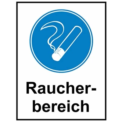 Abbildung von Nation Raucherbereich Aufkleber Sicherheitshinweis Infoschild Rauchen erlaubt Warnzeichen Selbstklebende Karte Sticker 19 x 14 cm R028, Weiss