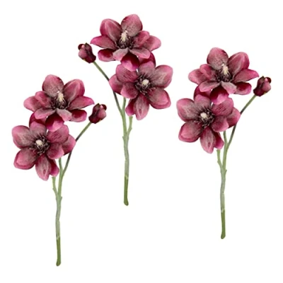 Abbildung von Künstlicher Magnolienzweig Magnolie geeist Kunstblume Kunstpflanze Zweig Raumdeko Zarte Weihnachtsdeko Dekozweig AST Einzelblume Knospen Blüten Decor Seidenblumen blühender Kunstzweig Magnolienast