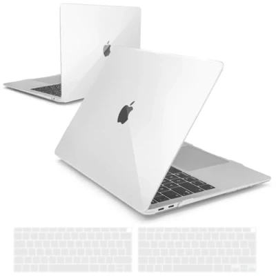 Abbildung von iNeseon Hülle Kompatibel mit MacBook Air 13 Zoll (A2337 M1 A2179 A1932), Plastik Case Cover Hartschale Schutzhülle + Tastaturschutz für Retina Released 2018 2021, Kristall Transparent