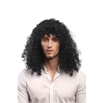 Abbildung von WIG ME UP 70474 P103 Perücke Damen Herren Fasching Karneval Lange Locken Mähne Rocker Metal Sänger Proll Fußballspieler 80er Schwarz