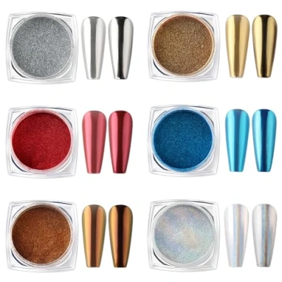 Abbildung von AIMEILI 6 Kästen Nagel Spiegel Pulver Mirror Powder Set Nail Glitzerpuder Laser Holographic Chamäleon Effekt Nagelkunst Maniküre Kit