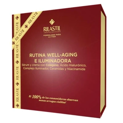Abbildung von Rilastil Anti Falten Progression (+) Straffendes Serum 30 ml und Creme mit Füllwirkung 40 ml, für alle Hauttypen, Hyaluronsäure Aufhellungskomplex