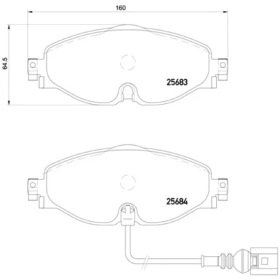 Abbildung von BREMBO P 85 126 Bremsbelagsatz inkl. Verschleißwarnkontakt mit Bremssattelschrauben ohne Zubehör VOLKSWAGEN: T Roc, Touran II, Passat B8 Saloon