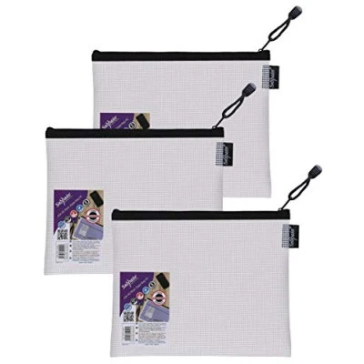 Abbildung von Snopake Zippa Bag A5, hohe Kapazität, EVA Netz, 255 x 205 mm, transparent/schwarz, 3 Stück