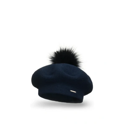 Abbildung von VIVISENCE Winter Baskenmütze Mit Bommel Für Damen Klassischem Herbst Frauen Mütze Schnitt Warmem Garn Wollezusatz Eleganter Wintermütze Ideal Kalte Wintertage Modell, Dunkelblau,Einheitsgröße