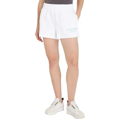 Abbildung von Calvin Klein Jeans Damen Stacked INSTITUTIONAL J20J223136 Shorts, Weiß (Bright White), XXL