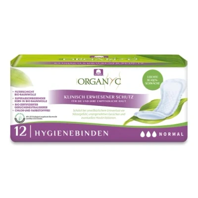 Abbildung von Organyc Slipeinlagen für mittlere Blasenschwäche aus 100% zertifizierter Bio Baumwolle 1 Packung zu je 12 Stück