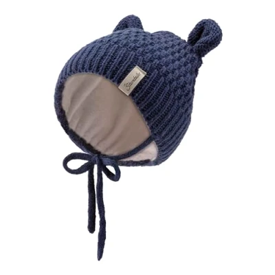 Abbildung von Sterntaler Strickmütze mit kleinen, angesetzten Öhrchen Unisex Baby Beanie Futter aus Baumwollfleece Wintermütze tollem Strickmuster und Bindeband Marine, 47