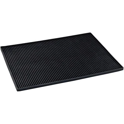 Abbildung von WENKO Geschirr Abtropfmatte Maxi, extra große Gummimatte 40 x 30 cm, mit Noppenstruktur zum Abtropfen von &amp; Gläsern, Kunststoff, Schwarz