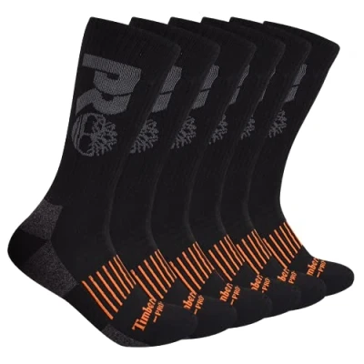 Abbildung von Timberland PRO Herren 6er Pack Crew Socken, Schwarz, Large