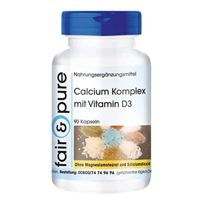 Abbildung von Fair &amp; Pure® Calcium Komplex mit Vitamin D3 (Cholecalciferol) und Magnesium 90 Kapseln ohne Magnesiumstearat Mineralstoff