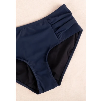 Abbildung von VIVISENCE 3002 Bikinislips Dame Bademode Musterlos Gerafft Hoher Bund Setteil EU, Dunkelblau,38