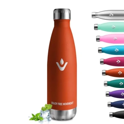 Abbildung von Edelstahl Trinkflasche 500ml, Thermoskanne BPA Frei, Kohlensäure Geeignet, Metall Thermosflasche Doppelwandig, Isolierflasche für Camping, Kinder, Fitness, Sprudel, Sport, Reisen, Jungs, Mädchen