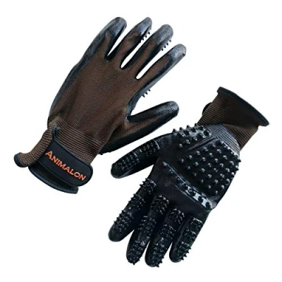 Abbildung von Animalon Fellpflege Handschuh aus Kautschuk (Doppelpack) innovativer und praktischer Fellwechsel helfer für Pferde Hunde Gummi Striegel besonders im (L)