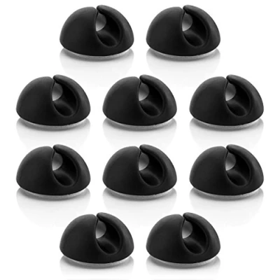 Abbildung von deleyCON 10x Kabel Clips Kabelhalter Kabelführung Fixierung Organizer für bis 8mm Kabelklemmen Kabelbefestigung Management Schwarz