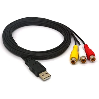 Abbildung von USB auf 3 Cinch Kabel, 1,5 m lang, 2.0 Stecker Buchsen, Splitter, Audio Video, AV, Composite Adapterkabel für TV, PC, HDD, DVR (1.5 meter)