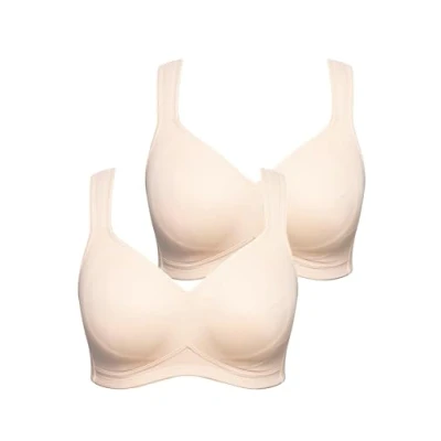 Abbildung von Ulla Popken 2 PACK Without Underwire Tshirt BH, Damen, Größe: 105D, Beige