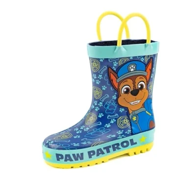 Abbildung von PAW PATROL Gummistiefel Jungen Kinder Kleinkinder Chase Rescue Welpen Polizei Cop Blaugelbe wasserdichte Wanderschuhe