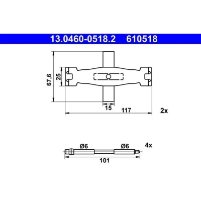 Abbildung von ATE 13.0460 0518.2 Zubehörsatz, Scheibenbremsbelag AUDI: Q5, A6 C7 Avant, Saloon