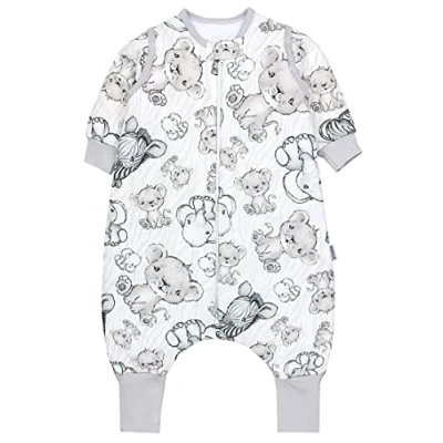 Abbildung von TupTam Baby Schlafsack mit Beinen und Ärmeln OEKO TEX zertifizierte Materialien, Winterschlafsack 2,5 TOG Unisex, Farbe: Safari Beige, Größe: 104 110