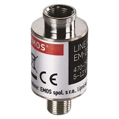 Abbildung von EMOS Satelliten Leitungsverstärker Inline 30 dB (Frequenzbereich 470790 MHz) für DVB T2, Kabelfernsehen oder Antennen