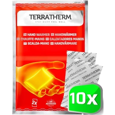 Abbildung von TerraTherm Handwärmer, Fingerwärmer für 12h warme Hände, Wärmepads Hand durch Luft aktiviert, 100% natürliche Wärme, Taschenwärmer, 10 Paar