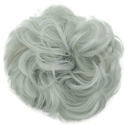Abbildung von CAISHA Scrunchie Haarteil Haargummi Dutt Haarverdichtung Groß Emilia Gewellt Unordentlich DM15cm Grau G33E