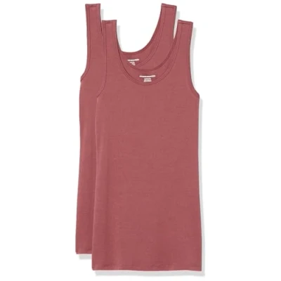 Abbildung von Amazon Essentials Damen Tanktop schlanke Passform, 2er Pack, Pflaume, L