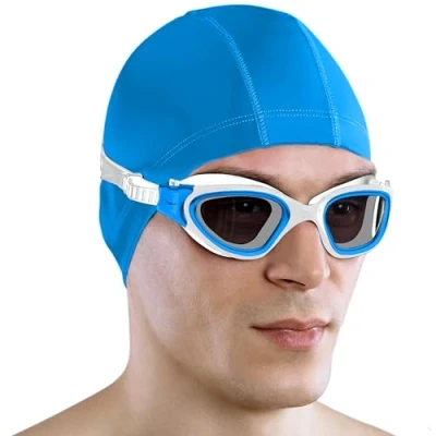 Abbildung von AqtivAqua Polarisiert Schwimmbrille Herren Damen Schwimmbrillen Erwachsene Kinder DX P (Metallic Blau, Polarisiert)