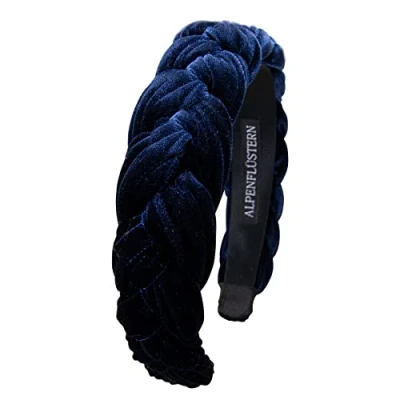 Abbildung von Alpenflüstern Trachten Haarreif Samt Flechtoptik Damen Haarschmuck rutschfest, Haarband geflochten fürs Dirndl (blau) ADV132